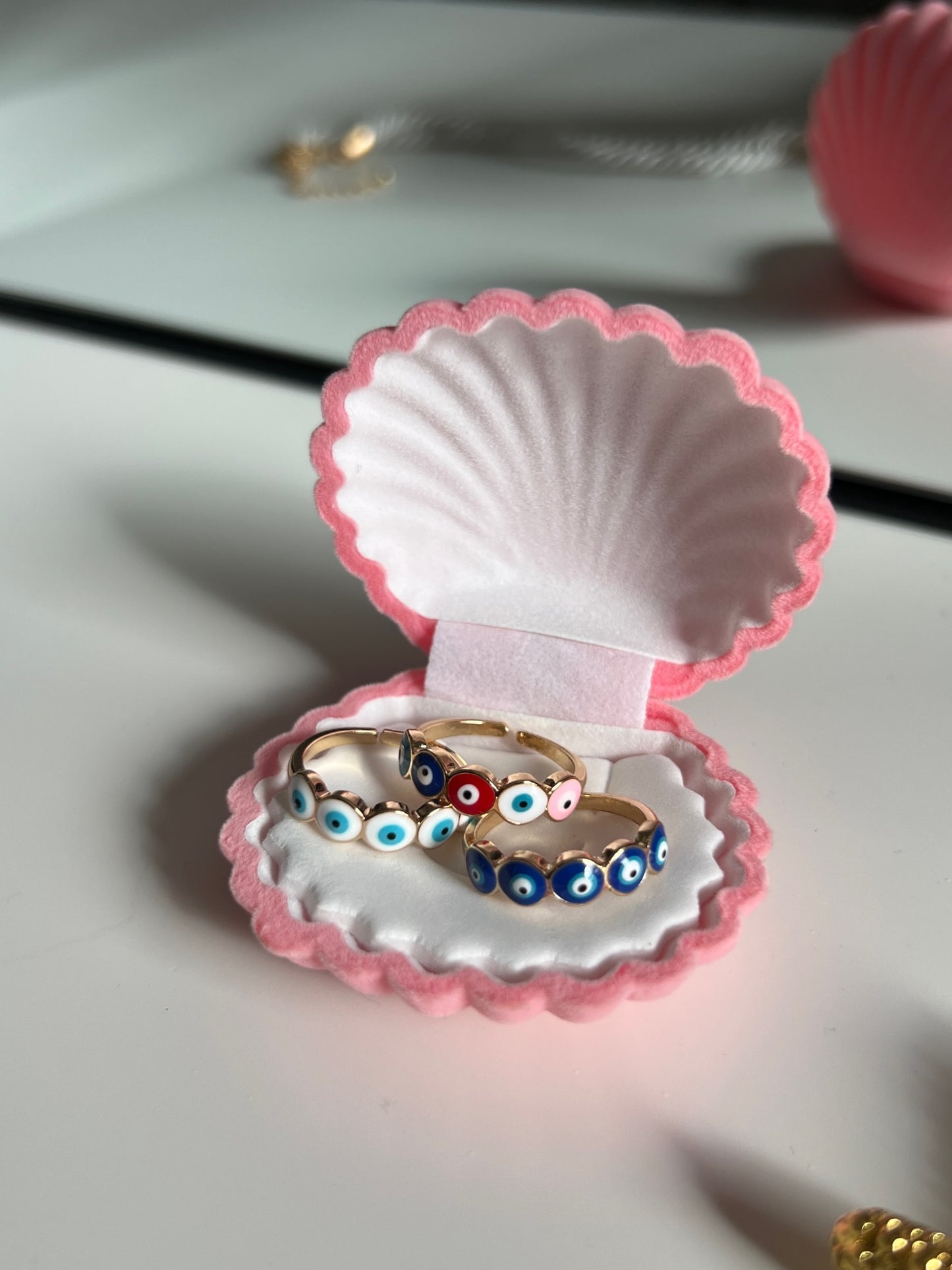 Evil eye ring white