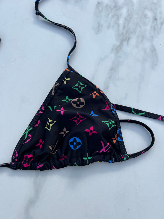 Y2k print bikini multicoloured in black