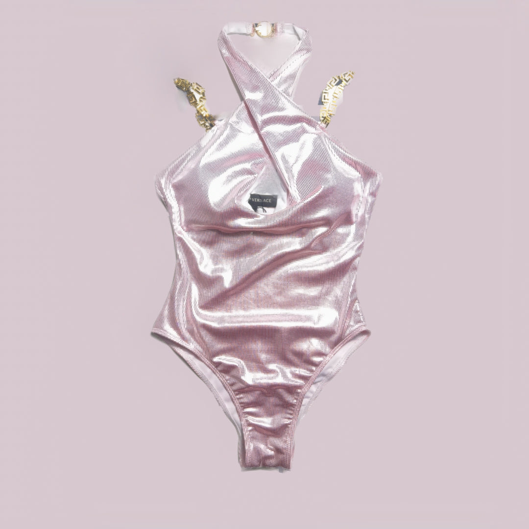 Pink sace chain swimsuit