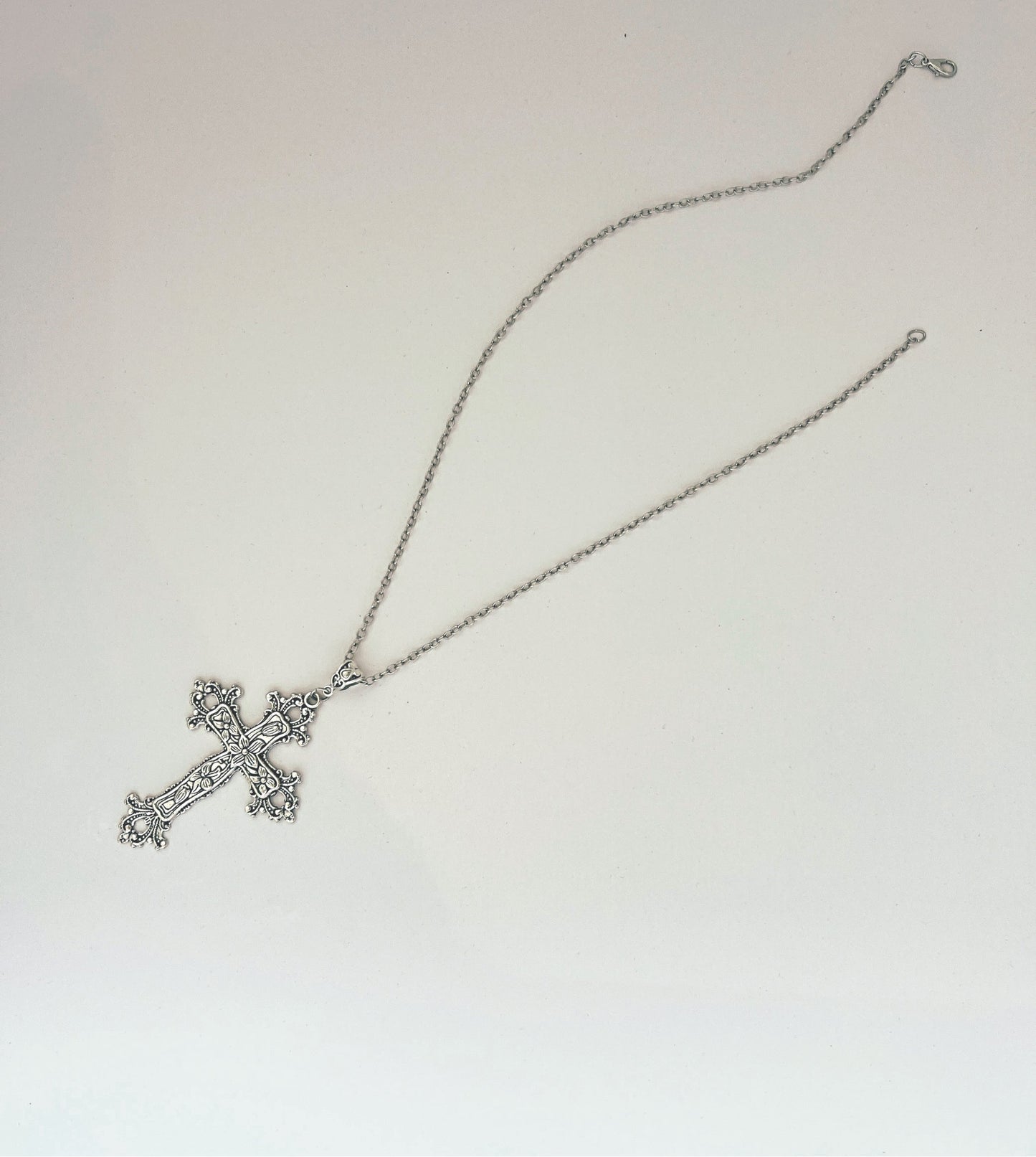 Silver cross necklace gothic style