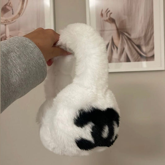 Double c faux fur earmuffs in white